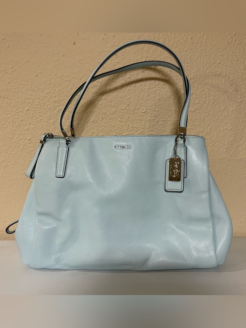 Coach Madison Carryall Tote Bag 27859 Sea Mist Bluegreen Leather NWT